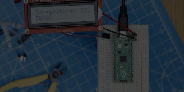 Raspberry Pi Pico connected to LCD measuring temperature