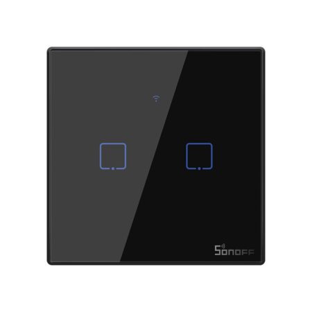Sonoff TX-T3EU2C Touch Smart Switch Black WiFi 433MHz 2-Gang