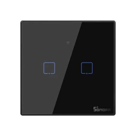 Sonoff TX-T3EU2C Touch Smart Switch Black WiFi 433MHz 2-Gang
