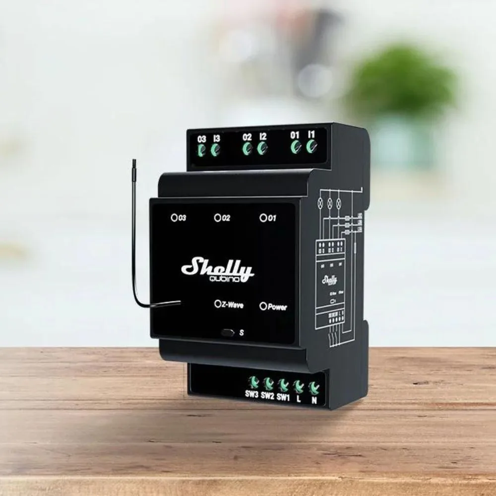 Shelly Qubino Wave PRO 3 smart DIN-rail relay with 3-gang, with Z-Wave protocol - Image 2