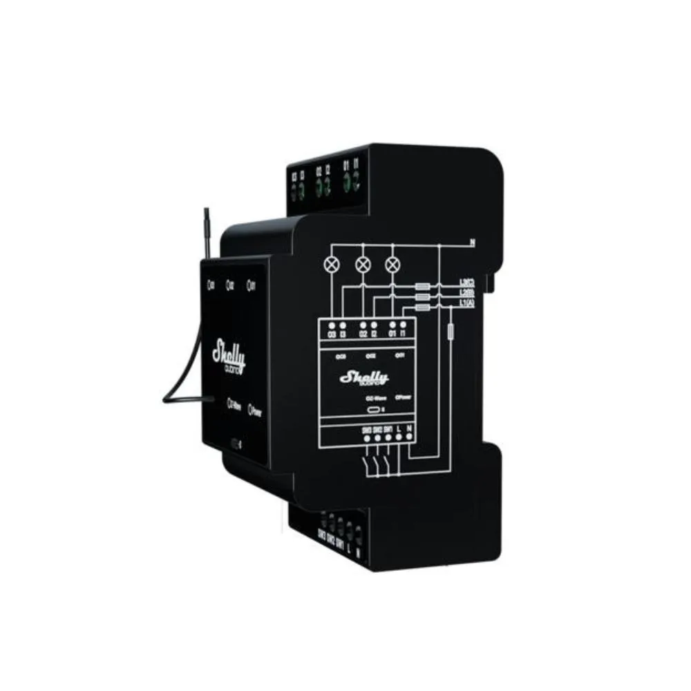 Shelly Qubino Wave PRO 3 smart DIN-rail relay with 3-gang, with Z-Wave protocol - Image 4