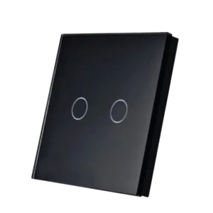 SmartWise wall switch glass touch front panel, black, 2-button