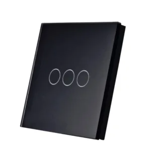 SmartWise wall switch glass touch front panel, black, 3-button