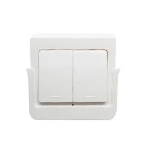 SmartWise RFM2 2-gang wireless RF wall switch, removable from holder