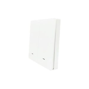 SmartWise BRFW2, a 2-button wireless RF wall switch, with white front panel