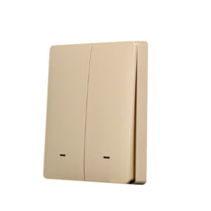 SmartWise BRGD2, a 2-button wireless RF wall switch, with gold colour front panel